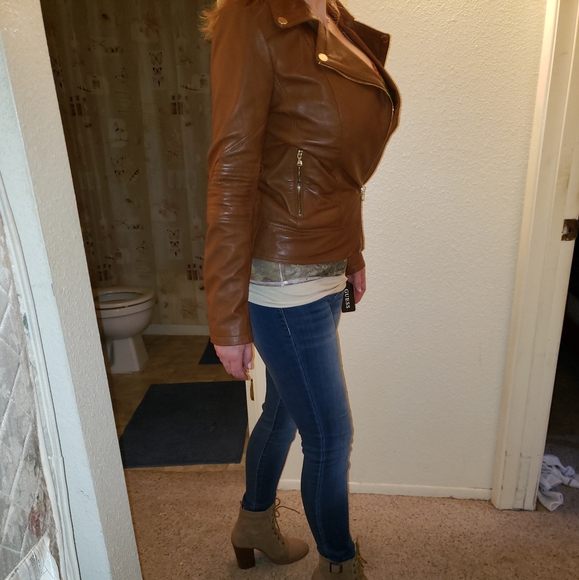 NWT Guess brown leather jacket - Picture 2 of 7